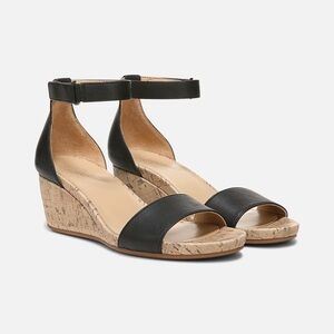 Naturalizer Black Leather and Tan Cork Areda Sandal - Size 7.5 W